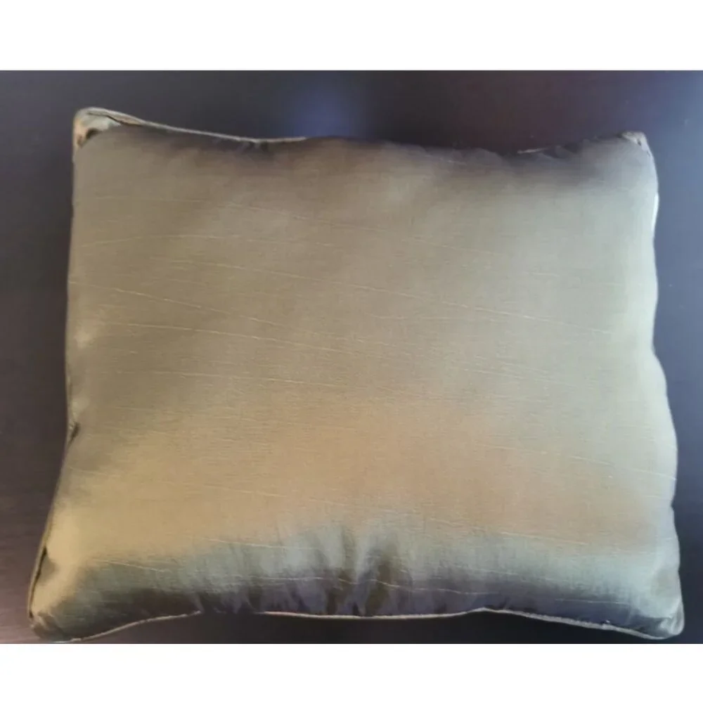Poinsettia Vintage Green Satin Throw Pillows 13